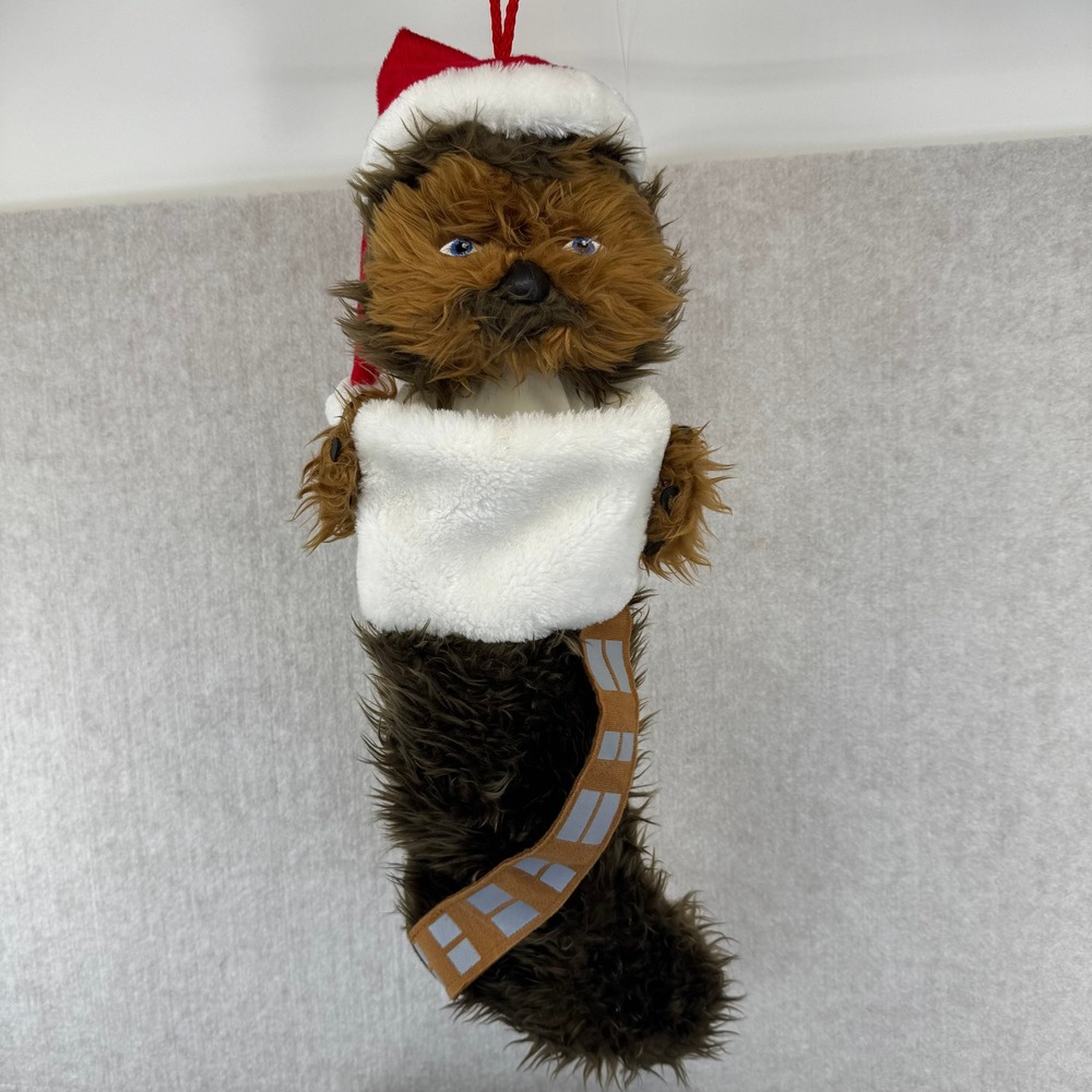 Vtg Star Wars Chewbacca Christmas Stocking Lucasfilm Plush Wookiee Santa Hat 18"